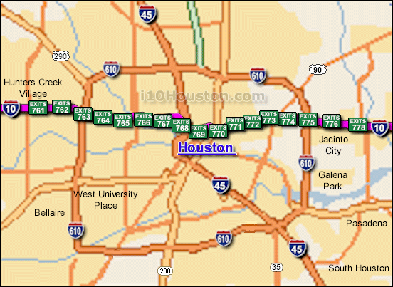Interstate 10 Houston Exits Map